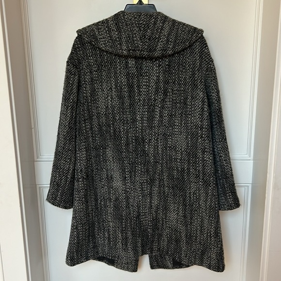 Eileen Fisher Wool Tweed Winter Coat with Buttons pockets Black Grey xsmall - Picture 10 of 14